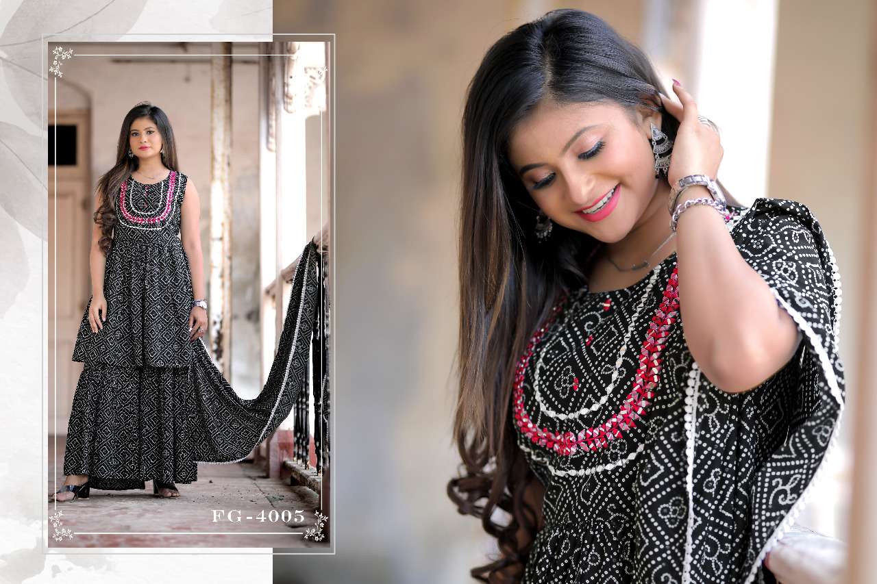 S3forever-Naaz-Pure Cotton-Classy-Printed-Hand-Embroidery-Mirror-Work-Kurti-Sharara-Dupatta-4005